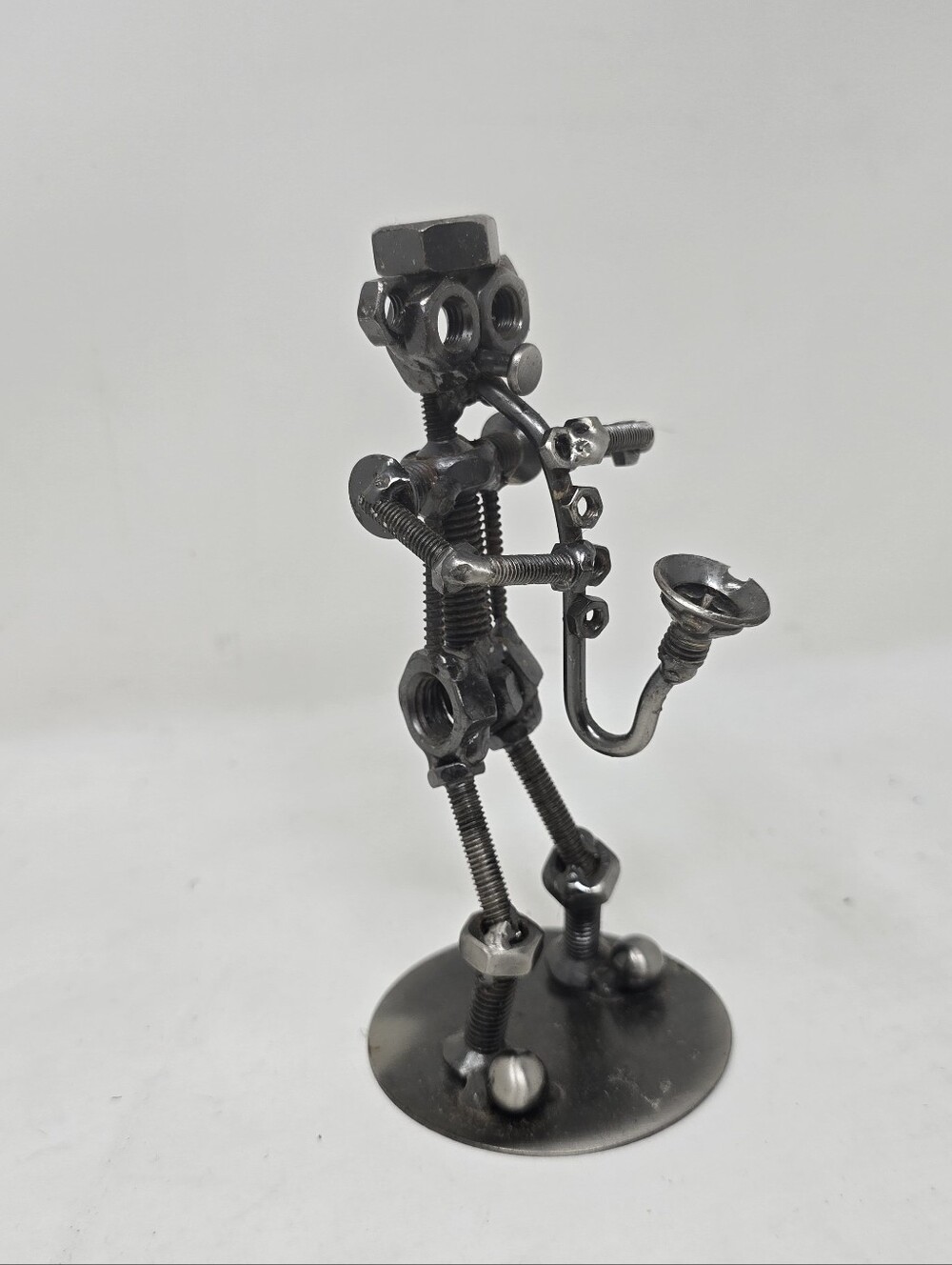 Nut Screws Bolts Figurine Metal Saxophone Player Music Folk Art Vintage 80s 90s